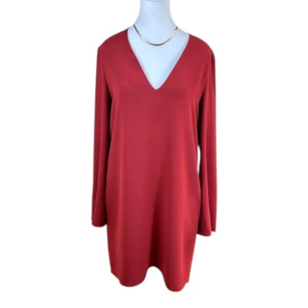 Theory Dress Red V-Neck Ulyssa Admiral Crepe (M)